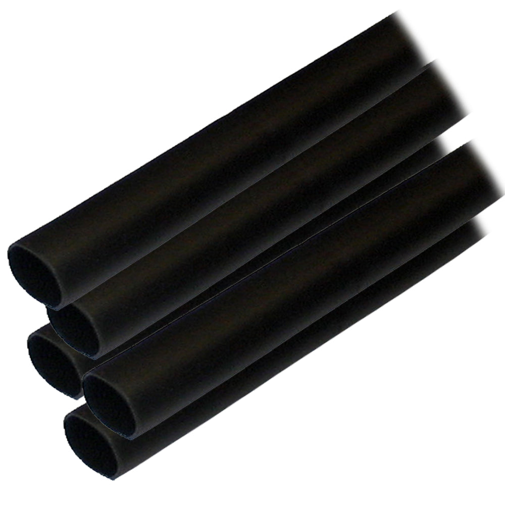 Ancor Adhesive Lined Heat Shrink Tubing (ALT) - 1/2" x 6" - 5-Pack - Black — marine wire management