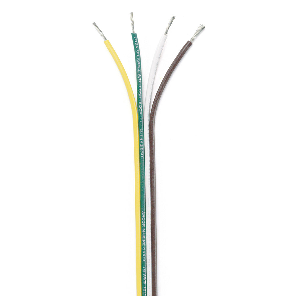 Ancor Ribbon Bonded Cable - 16/4 AWG - Brown/Green/White/Yellow - Flat - 100' — marine wire
