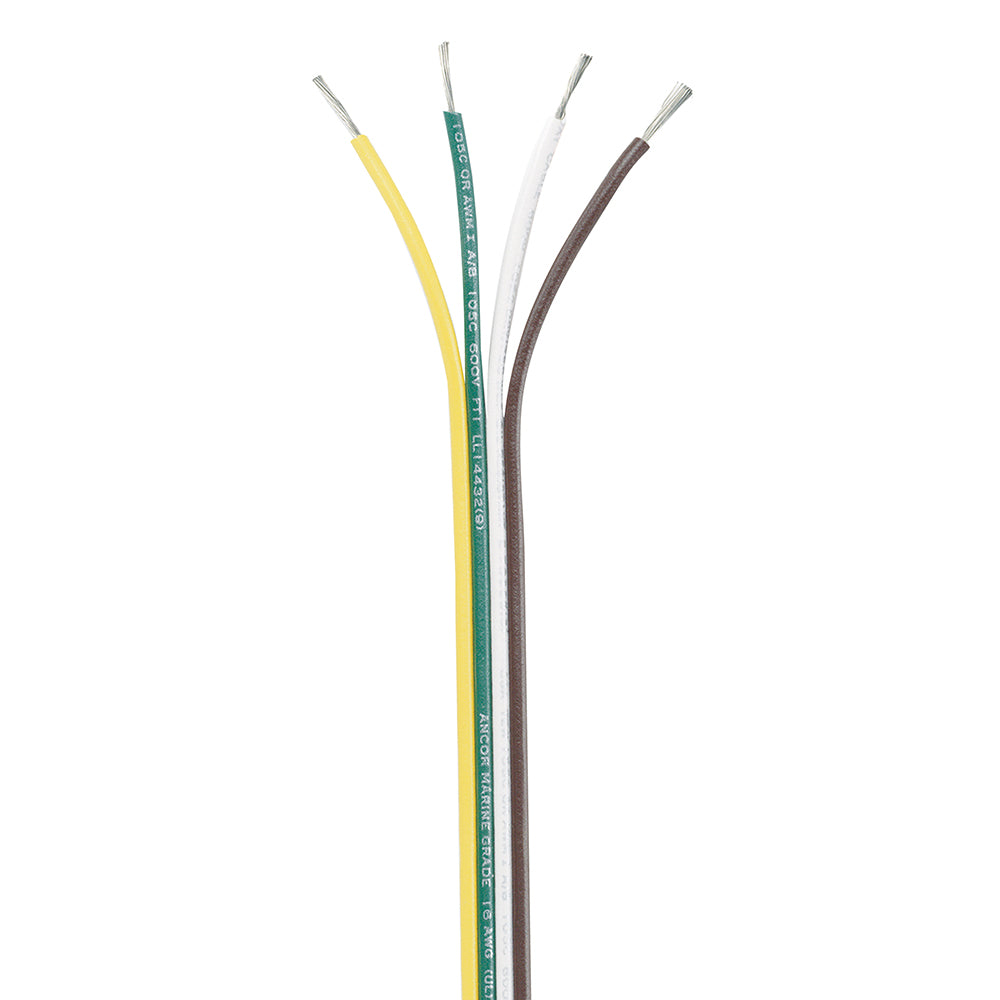 Ancor Ribbon Bonded Cable - 16/4 AWG - Brown/Green/White/Yellow - Flat - 250' — marine wire
