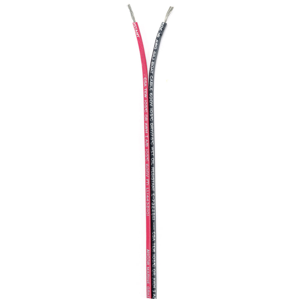 Ancor Ribbon Bonded Cable - 16/2 AWG - Red/Black - Flat - 100' — marine wire