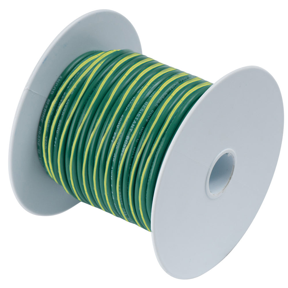 Ancor Green w/Yellow Stripe 10 AWG Tinned Copper Wire - 100' — marine wire