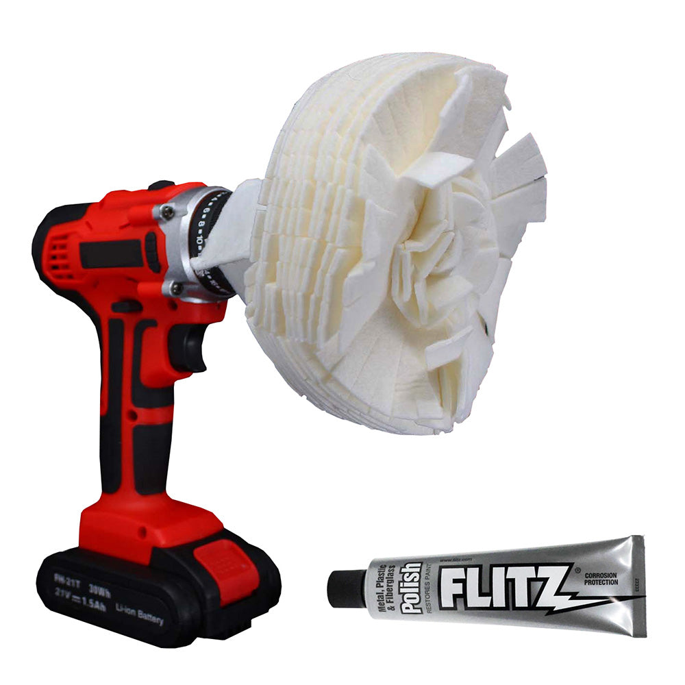 Flitz Buff Ball - Extra Large 7" - White w/1.76oz Tube Flitz Polish — marine cleaning