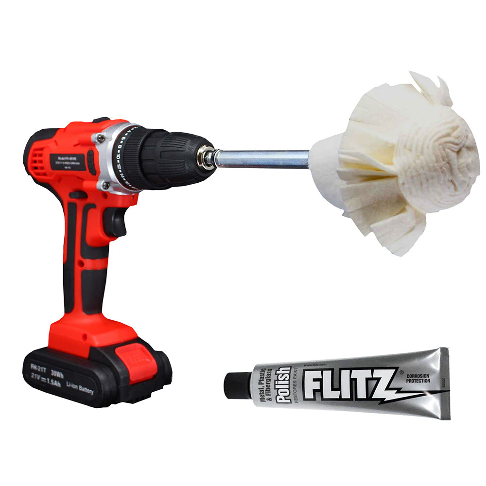 Flitz Buff Ball - Super Mini 2" - White w/1.76oz Tube Flitz Polish — marine cleaning