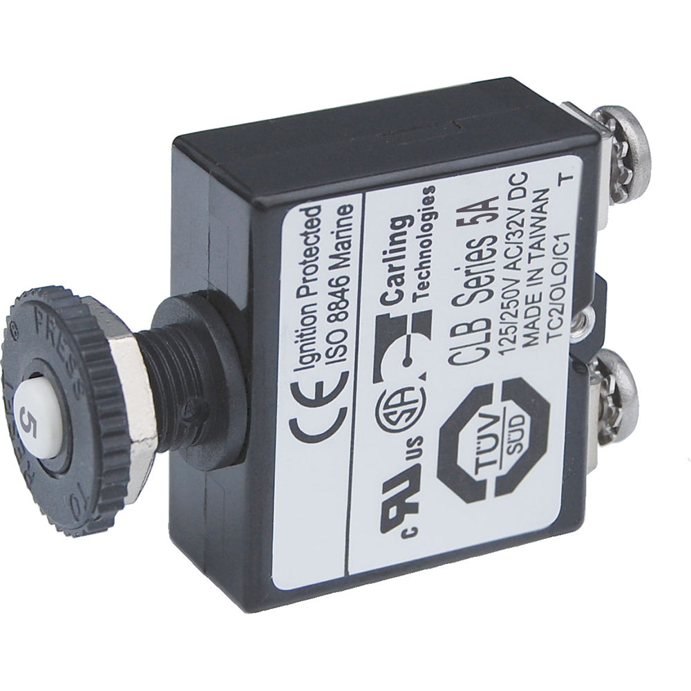 Blue Sea Systems Blue Sea Push Button Reset Only Screw Terminal Circuit Breaker - 5 Amps — marine circuit breakers