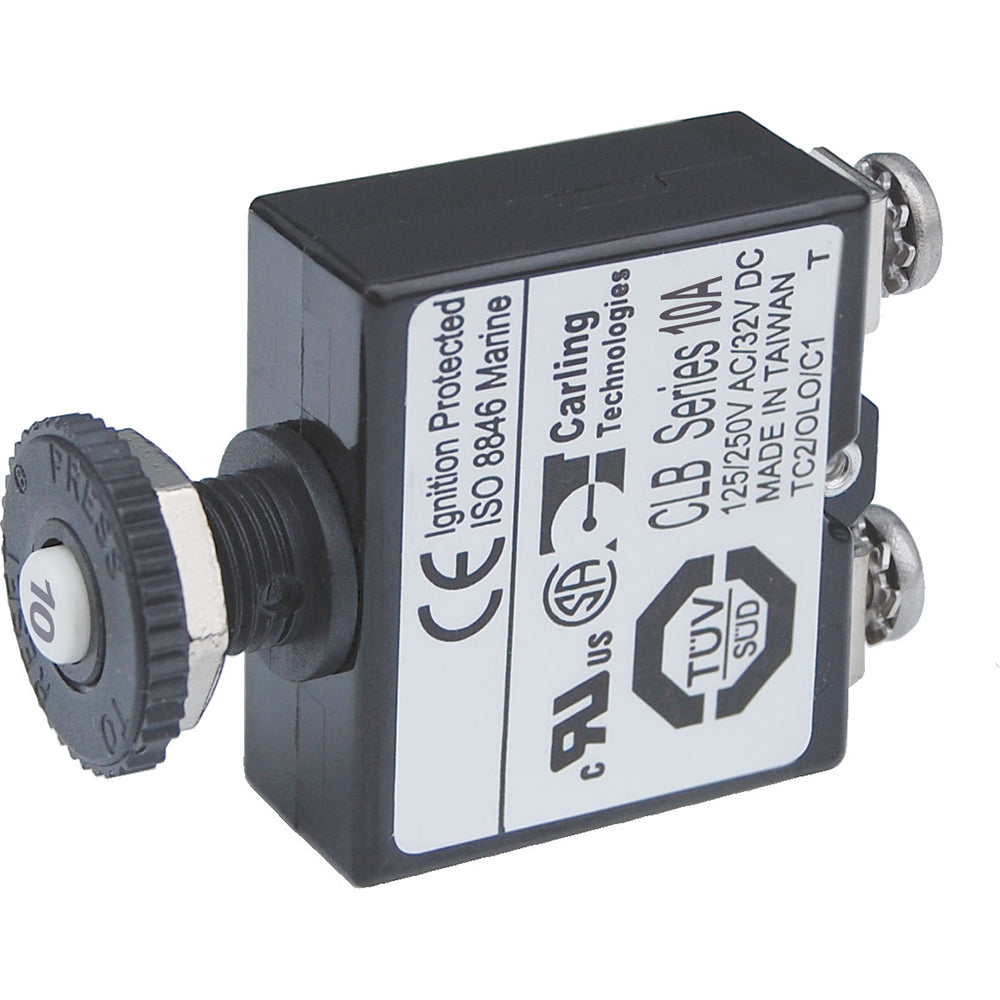 Blue Sea Systems Blue Sea Push Button Reset Only Screw Terminal Circuit Breaker - 10 Amps — marine circuit breakers