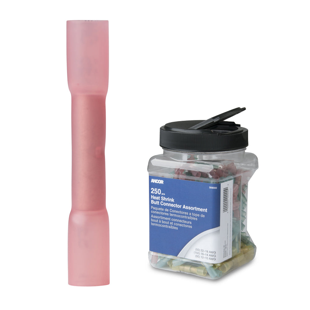 Ancor 22-18 AWG Heat Shrink Butt Connector - 250-Pieces - Jar — marine terminals