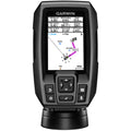 Garmin STRIKER™ 4 Fishfinder Worldwide Version w/77/200kHz - 4-Pin Transducer w/Transom & Trolling Motor Mounts — marine fishfinder only