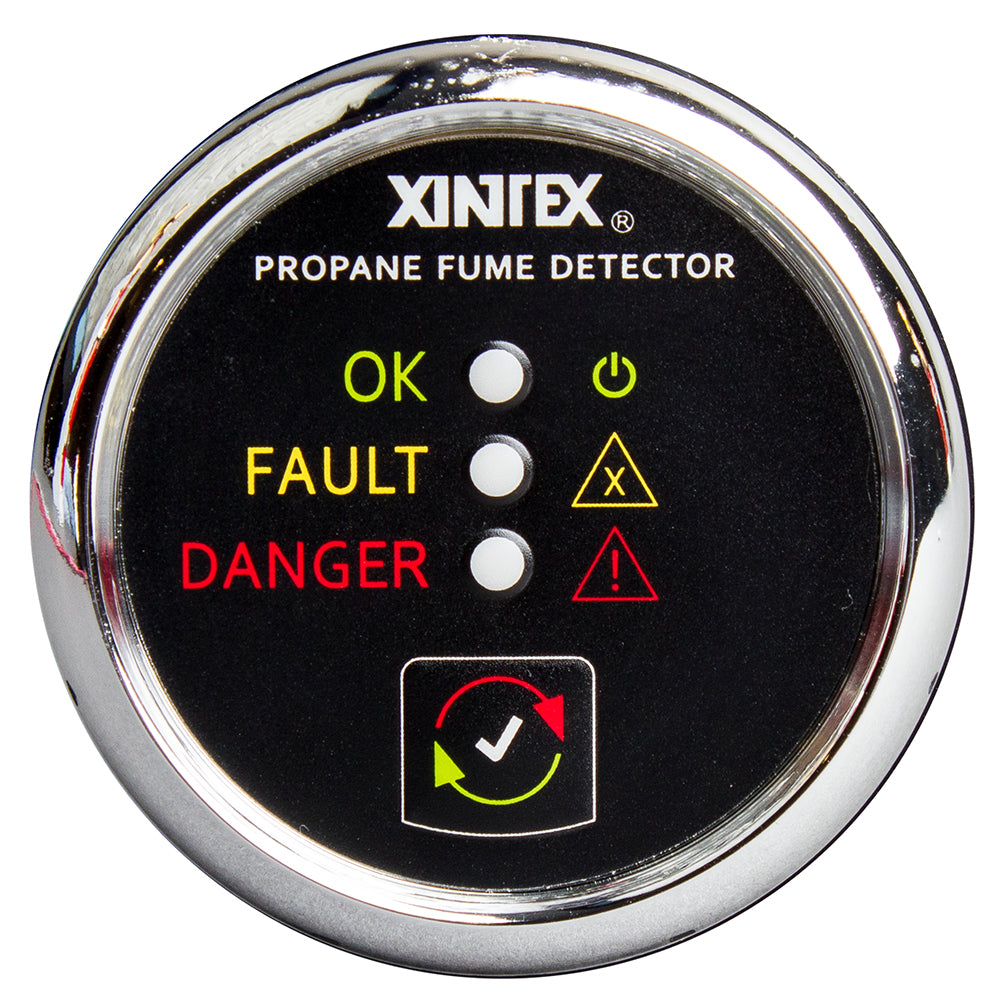 Fireboy-Xintex Propane Fume Detector w/Plastic Sensor - No Solenoid Valve - Chrome Bezel Displa — marine fume detectors