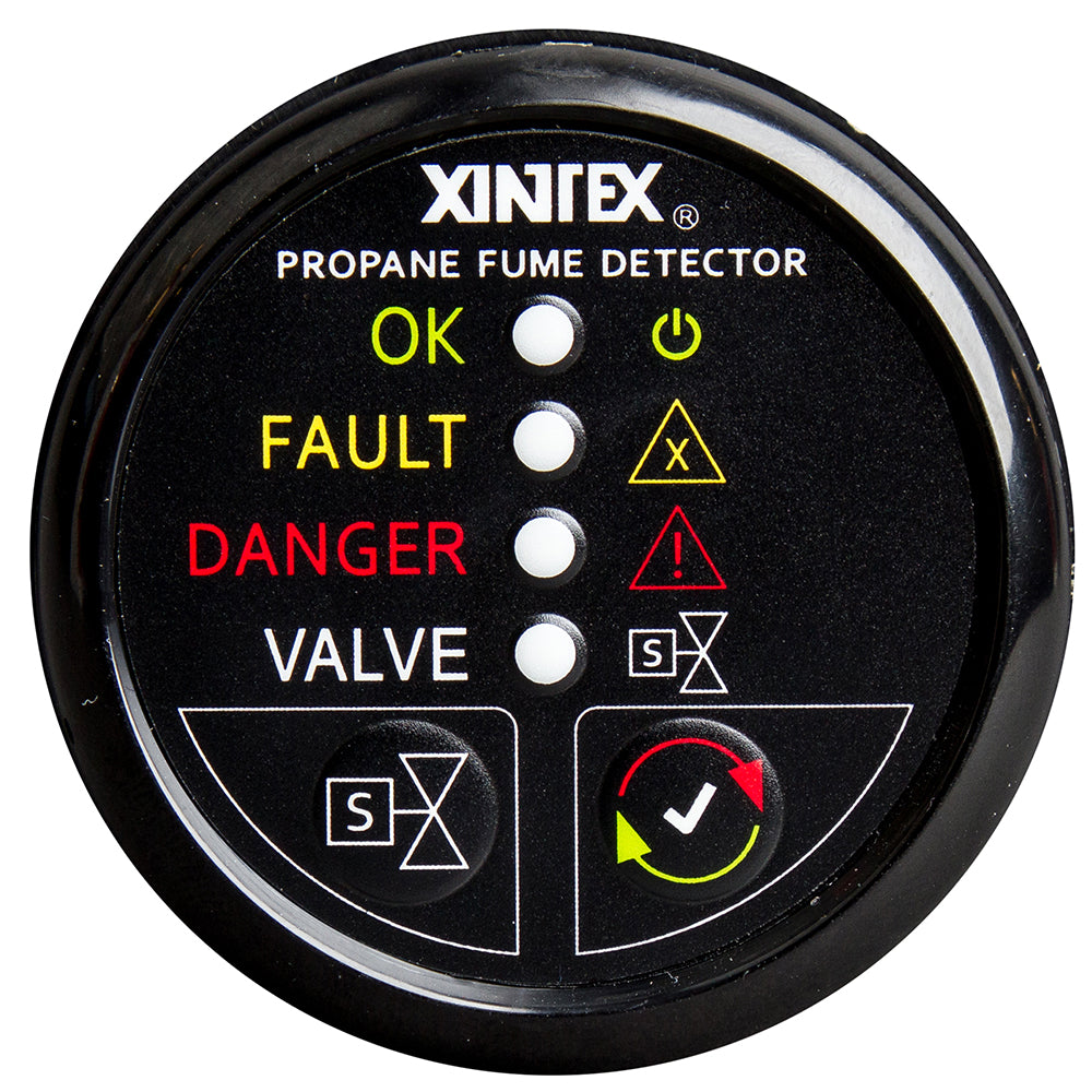 Fireboy-Xintex Propane Fume Detector w/Plastic Sensor & Solenoid Valve - Black Bezel Display — marine fume detectors