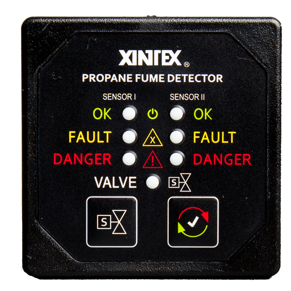 Fireboy-Xintex Propane Fume Detector w/2 Plastic Sensors - No Solenoid Valve - Square Black Bezel Display — marine fume detectors