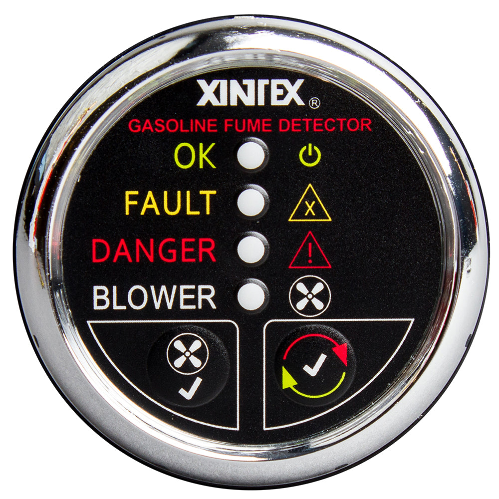 Fireboy-Xintex Gasoline Fume Detector w/Blower Control - Chrome Bezel - 12V — marine fume detectors
