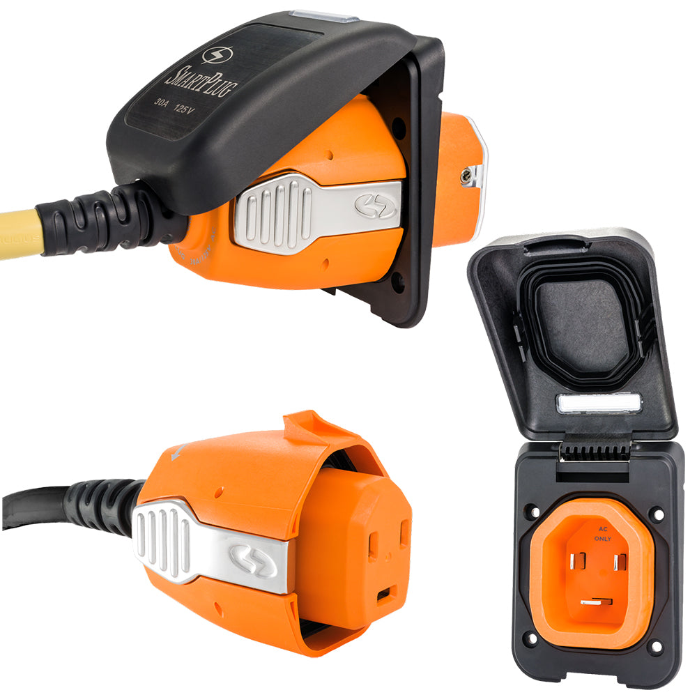 SmartPlug 30 AMP Inlet & Female Cord Connector Combo - Black — marine shore power