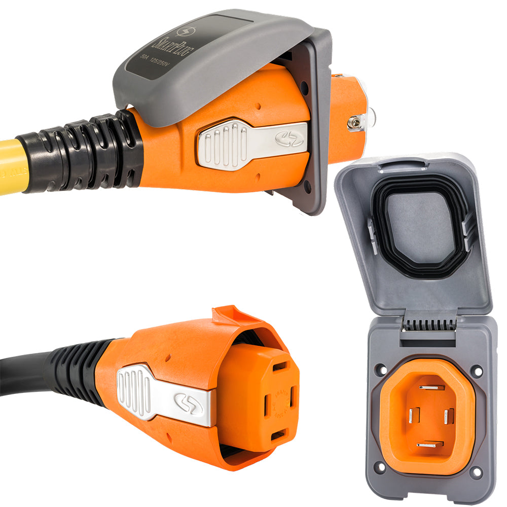 SmartPlug 50 AMP Inlet & Female Cord Connector Combo - Grey — marine shore power