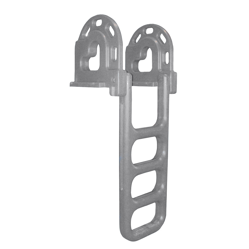 Dock Edge Flip-Up Polyethylene Roto Molded 4-Step Dock Ladder - Grey — marine ladders
