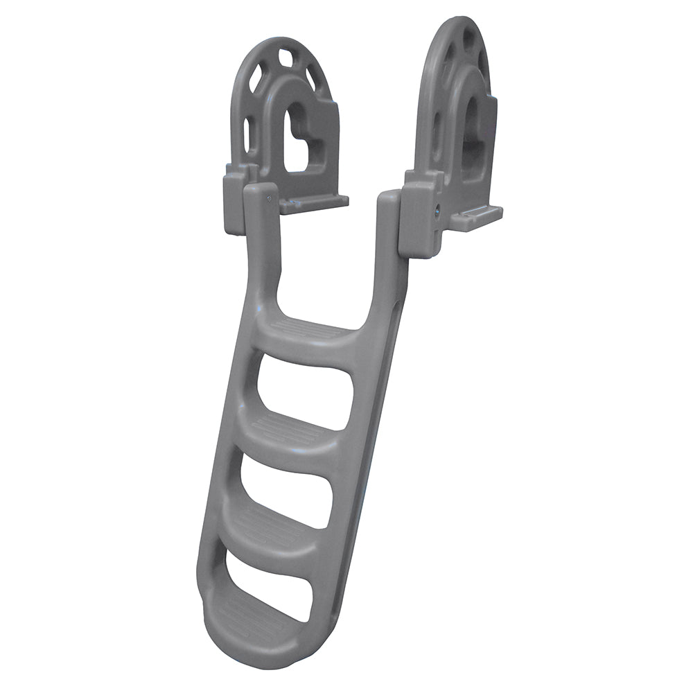 Dock Edge Stand-Off Flip-Up Polyethylene Roto Molded 4-Step Dock Ladder - Grey — marine ladders