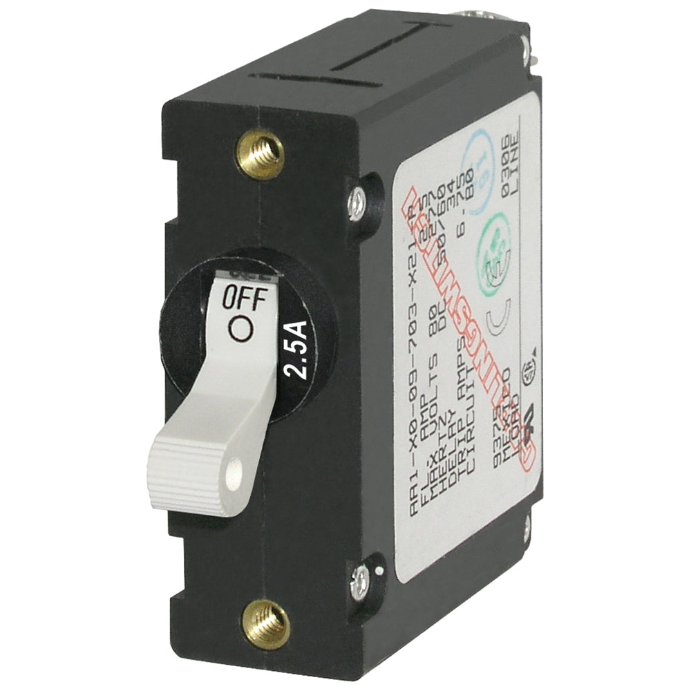 Blue Sea Systems Blue Sea 7197 A-Series White Toggle Circuit Breaker - Single Pole 2.5A — marine circuit breakers