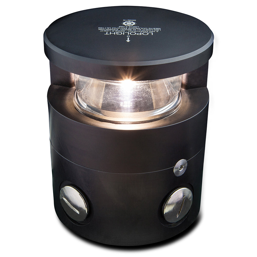 Lopolight Series 300-036 - Masthead Light - 5NM - Horizontal Mount - White - Black Housing — marine navigation lights