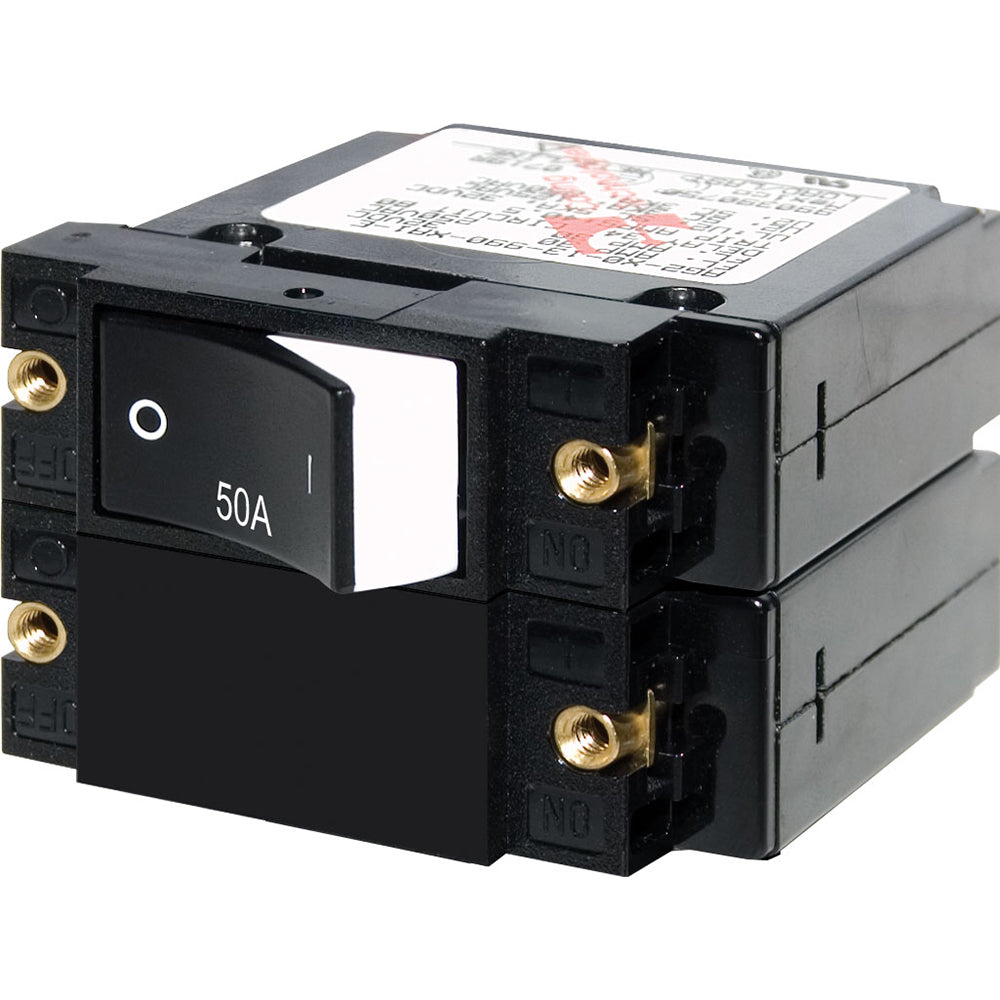 Blue Sea Systems Blue Sea 7577 A-Series Raised Rocker Circuit Breaker - Double Pole - 50A — marine circuit breakers