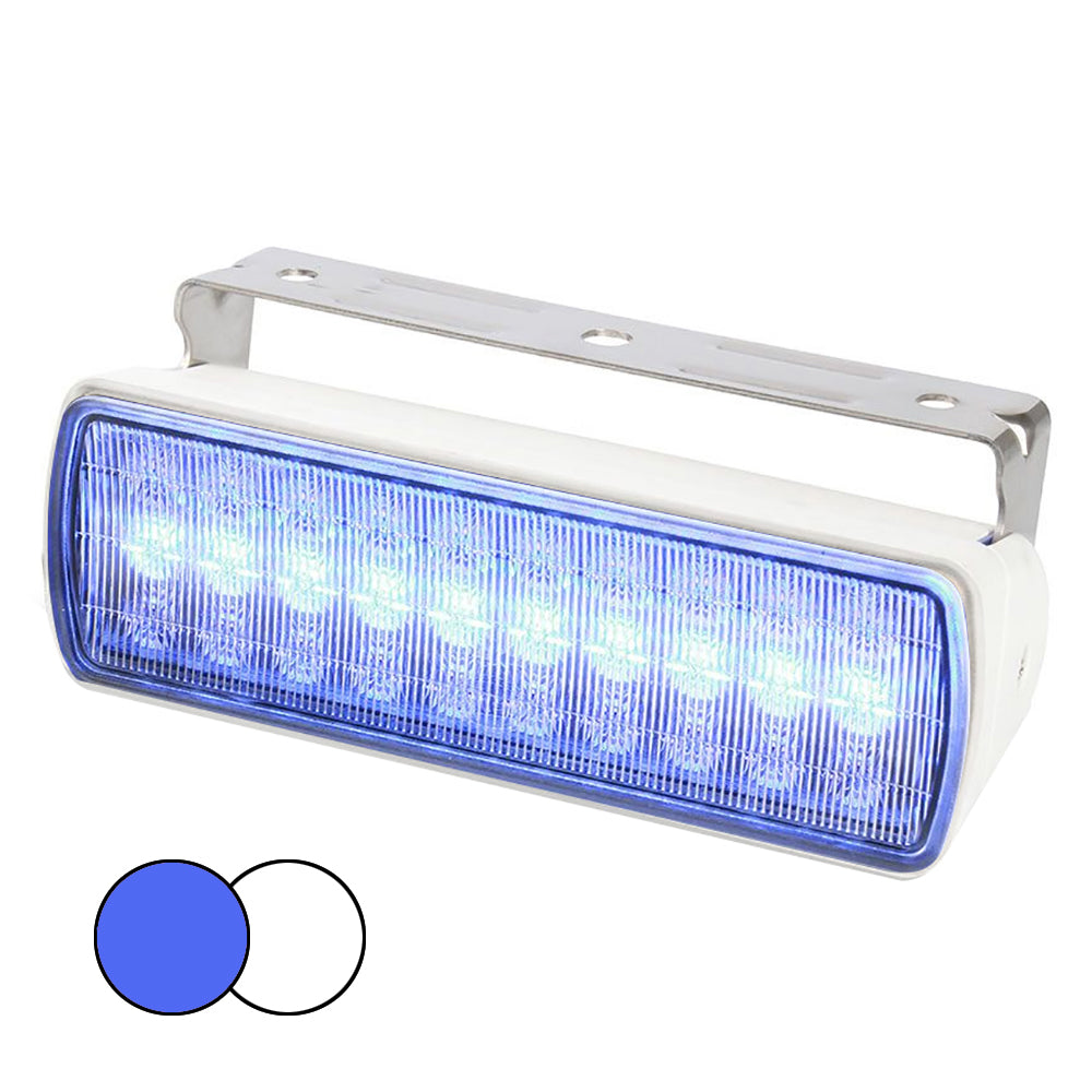 Hella Marine Sea Hawk XL Dual Color LED FloodLights - Blue/White LED - White Housing — marine flood/spreader lights