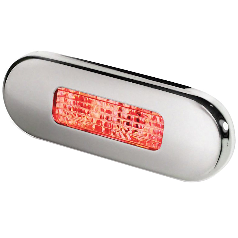 Hella Marine Surface Mount Oblong LED Courtesy Lamp - Red LED - Stainless Steel Bezel — marine interior / courtesy light