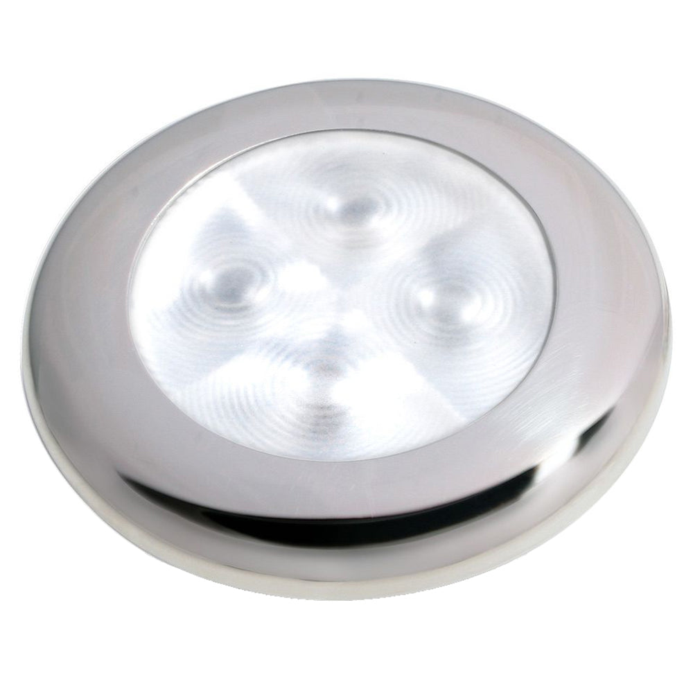 Hella Marine Slim Line LED 'Enhanced Brightness' Round Courtesy Lamp - White LED - Stainless Steel Bezel - 12V — marine interior / courtesy light