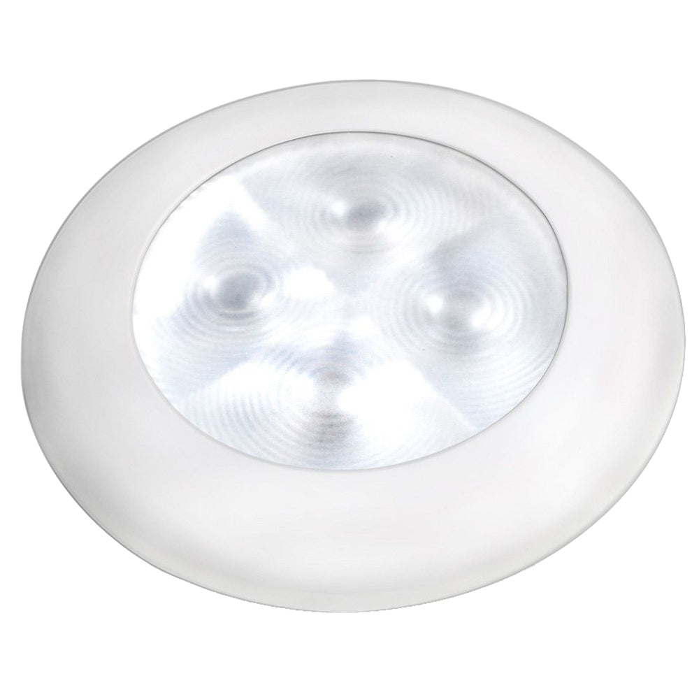 Hella Marine Slim Line LED 'Enhanced Brightness' Round Courtesy Lamp - White LED - White Plastic Bezel - 12V — marine interior / courtesy light