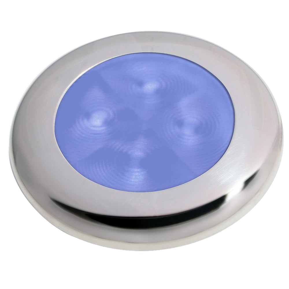 Hella Marine Slim Line LED 'Enhanced Brightness' Round Courtesy Lamp - Blue LED - Stainless Steel Bezel - 12V — marine interior / courtesy light