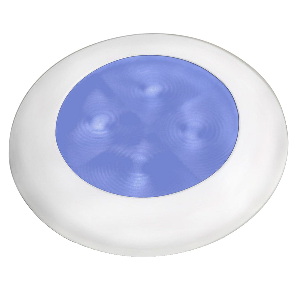Hella Marine Slim Line LED 'Enhanced Brightness' Round Courtesy Lamp - Blue LED - White Plastic Bezel - 12V — marine interior / courtesy light