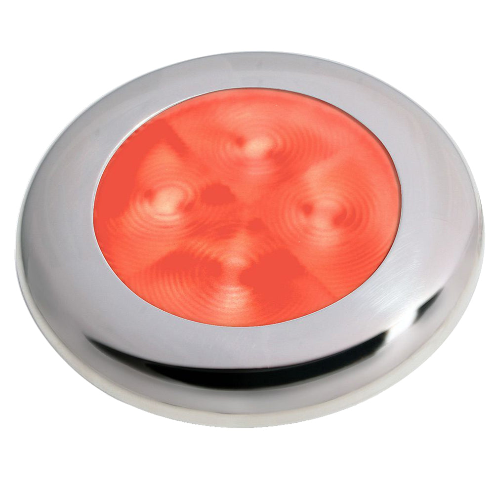 Hella Marine Slim Line LED 'Enhanced Brightness' Round Courtesy Lamp - Red LED - Stainless Steel Bezel - 12V — marine interior / courtesy light