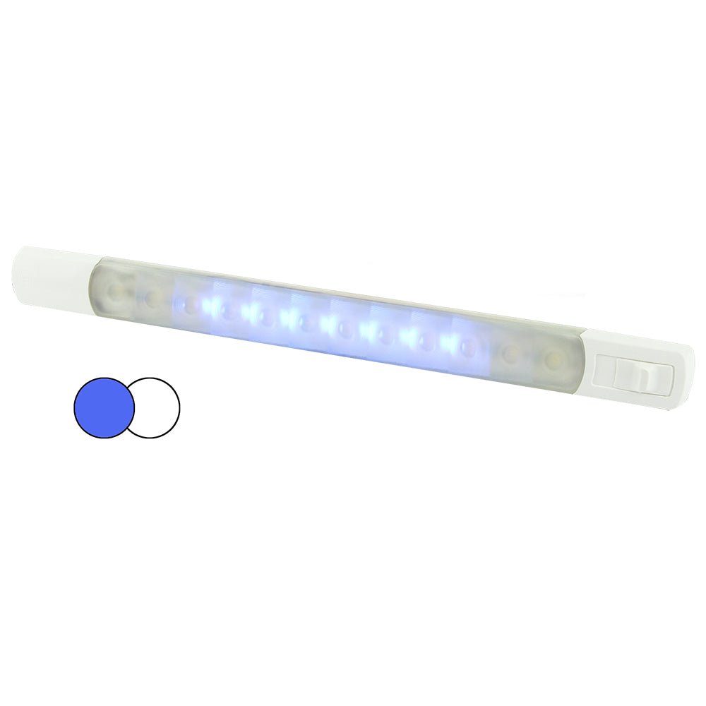 Hella Marine Surface Strip Light w/Switch - White/Blue LEDs - 12V — marine interior / courtesy light
