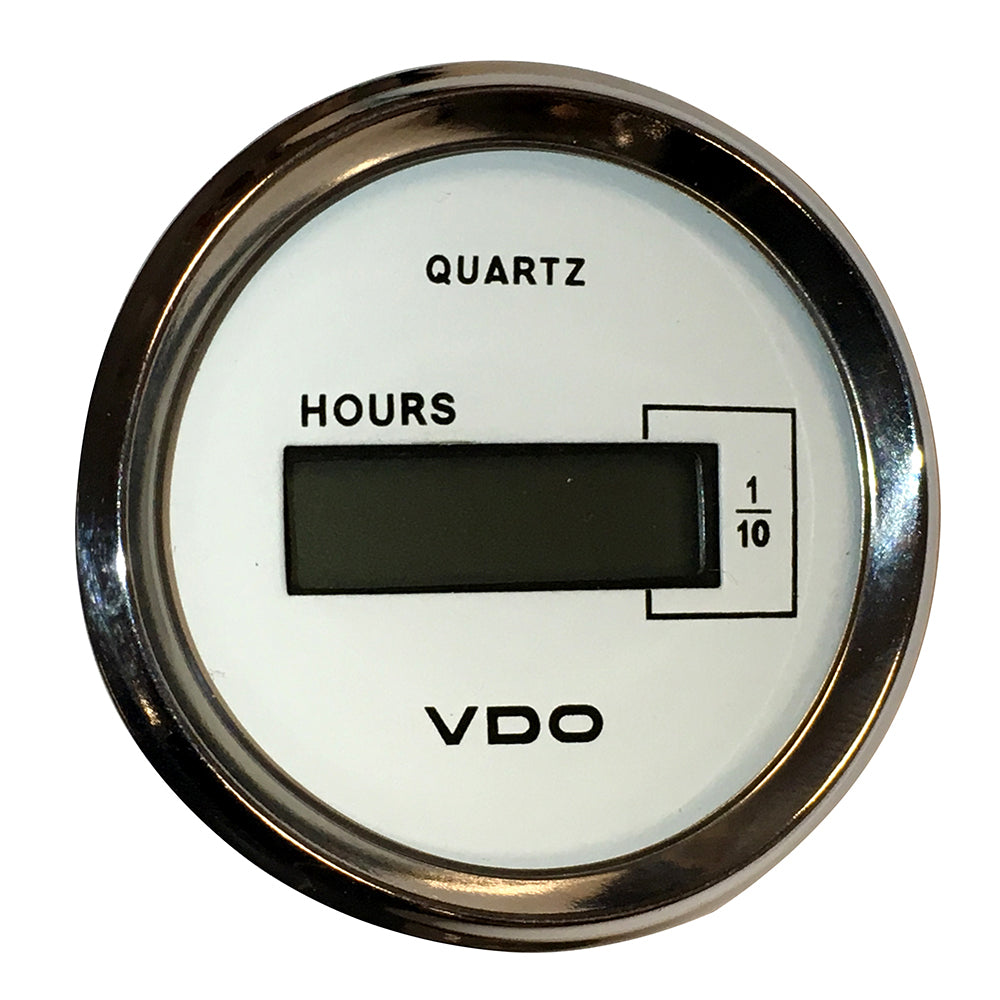 VDO Cockpit Marine 52mm (2-1/16") LCD Hourmeter - White Dial/Chrome Bezel — marine gauges