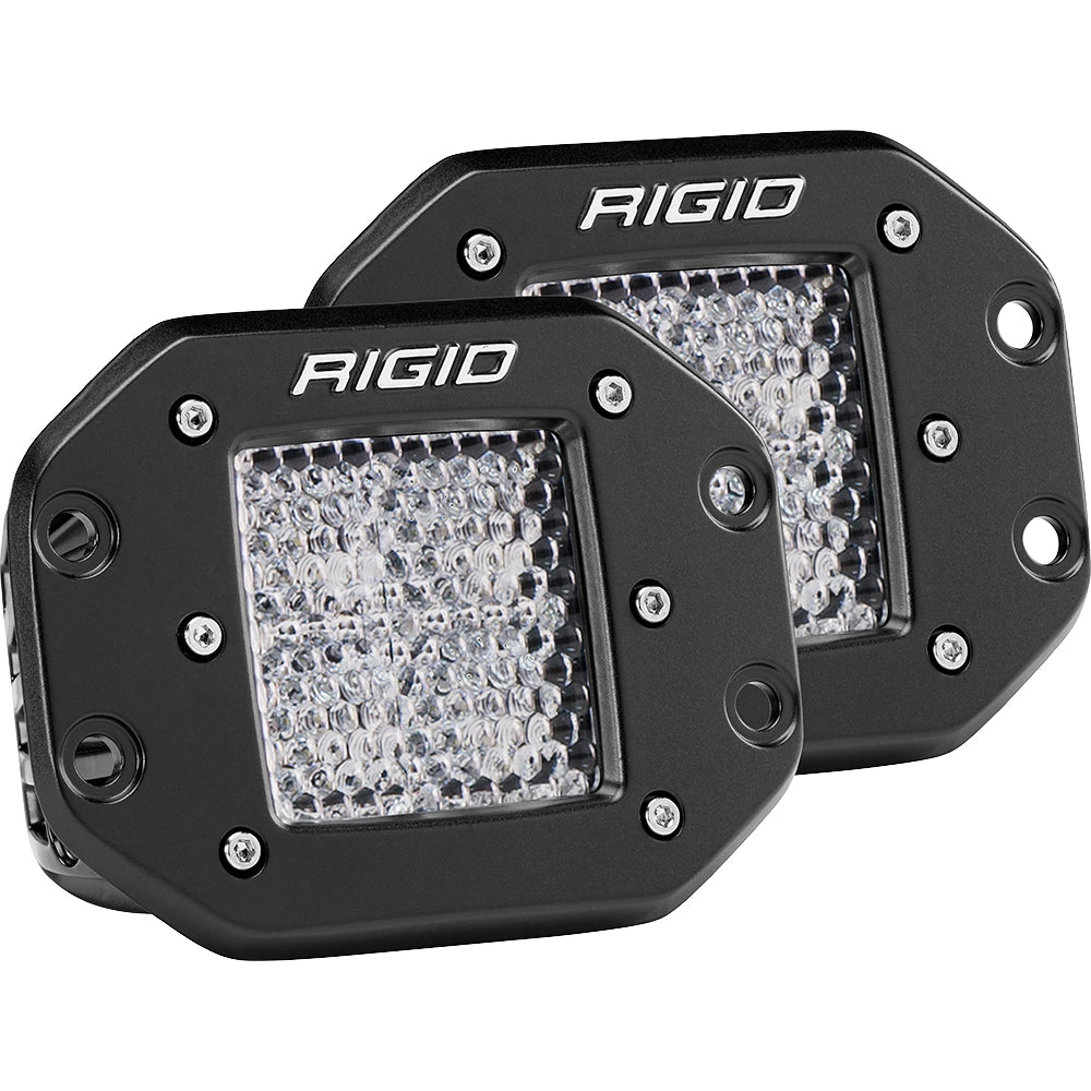 RIGID Industries D-Series PRO - Flush Mount - Diffused - Pair - Black — marine flood/spreader lights