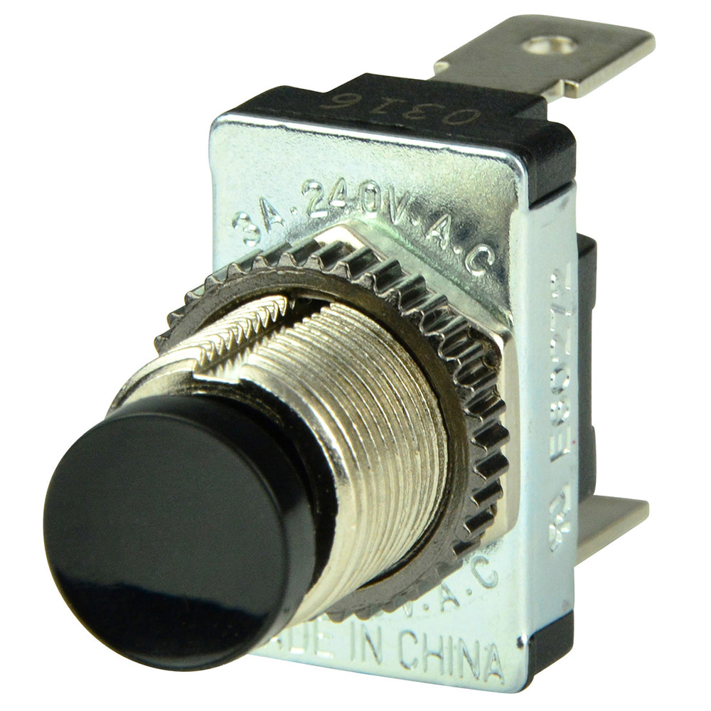 BEP Marine BEP Black SPST Momentary Contact Switch - OFF/(ON) — marine switches & accessories