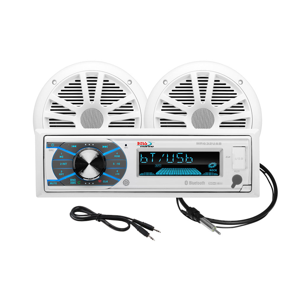 Boss Audio MCK632WB.6 Marine Stereo & 6.5" Speaker Kit - White — marine stereos