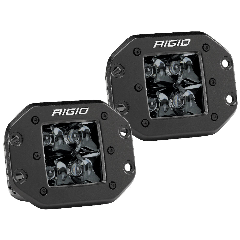 RIGID Industries D-Series PRO Flush Mount - Spot LED - Midnight Edition - Pair - Black — marine flood/spreader lights