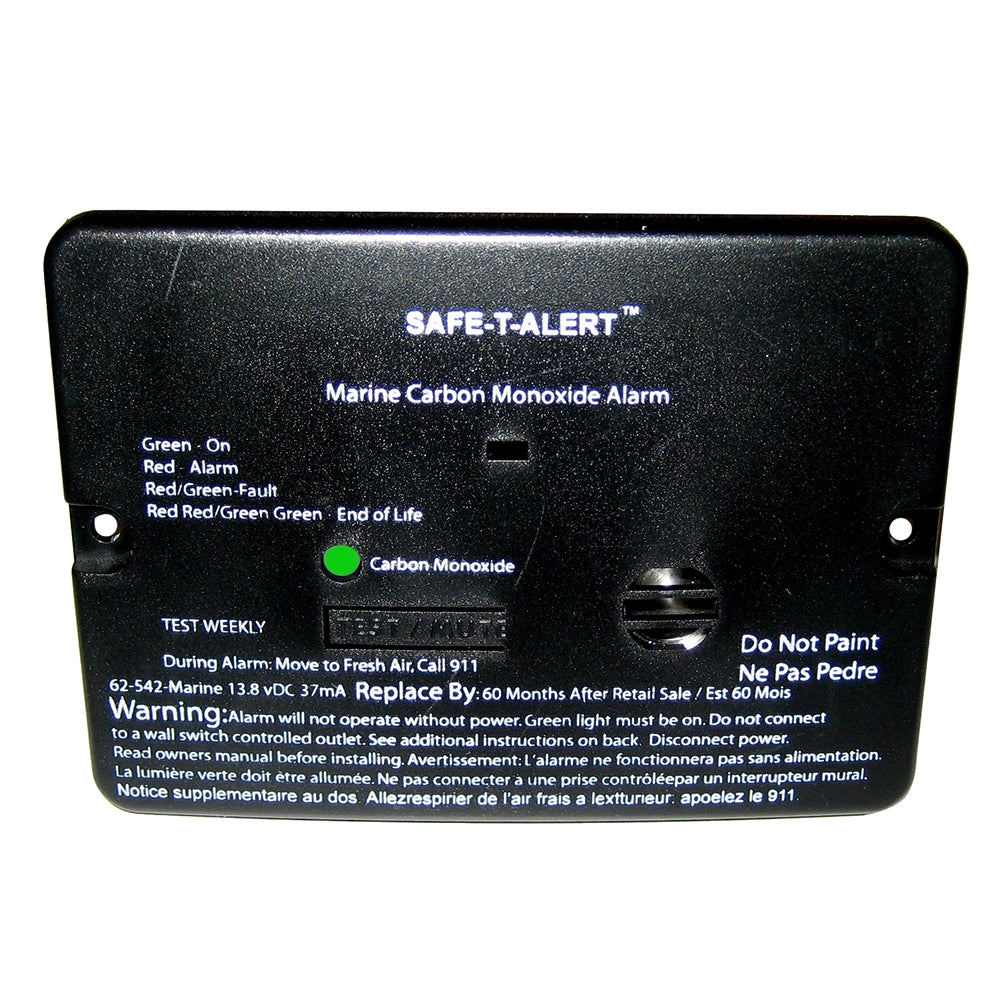 Safe-T-Alert 62 Series Carbon Monoxide Alarm - 12V - 62-542-Marine - Flush Mount - Black — marine fume detectors