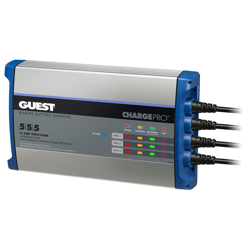 Guest On-Board Battery Charger 15A / 12V - 3 Bank - 120V Input — marine battery chargers