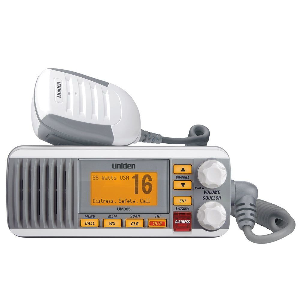 Uniden UM385 Fixed Mount VHF Radio - White — marine vhf - fixed mount