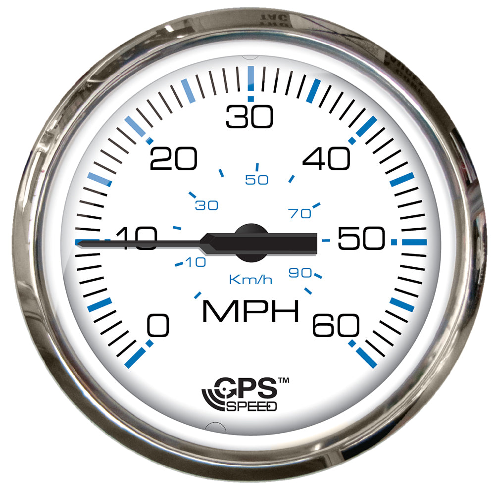 Faria Beede Instruments Faria Chesapeake White SS 4" Studded Speedometer - 60MPH (GPS) — marine gauges