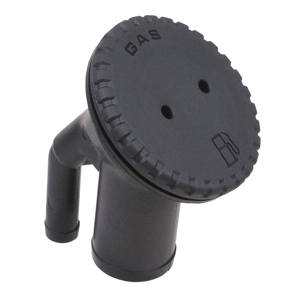 Perko 0542 Vented Fill f/1-1/2" Hose - Angled Neck - Gas - Black — marine fittings