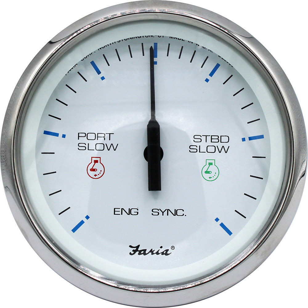 Faria Beede Instruments Faria 4" Chesapeake SS White Engine Synchronizer - Dual Gas & Var Ratio Alt Diesel — marine gauges
