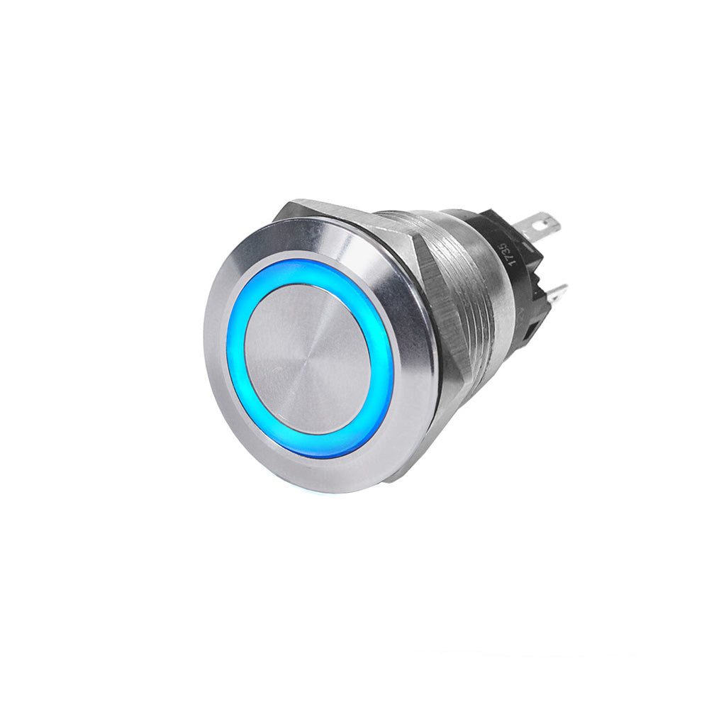 Blue Sea Systems Blue Sea 4161 SS Push Button Switch - Off-(On) - Blue - 10A — marine switches & accessories