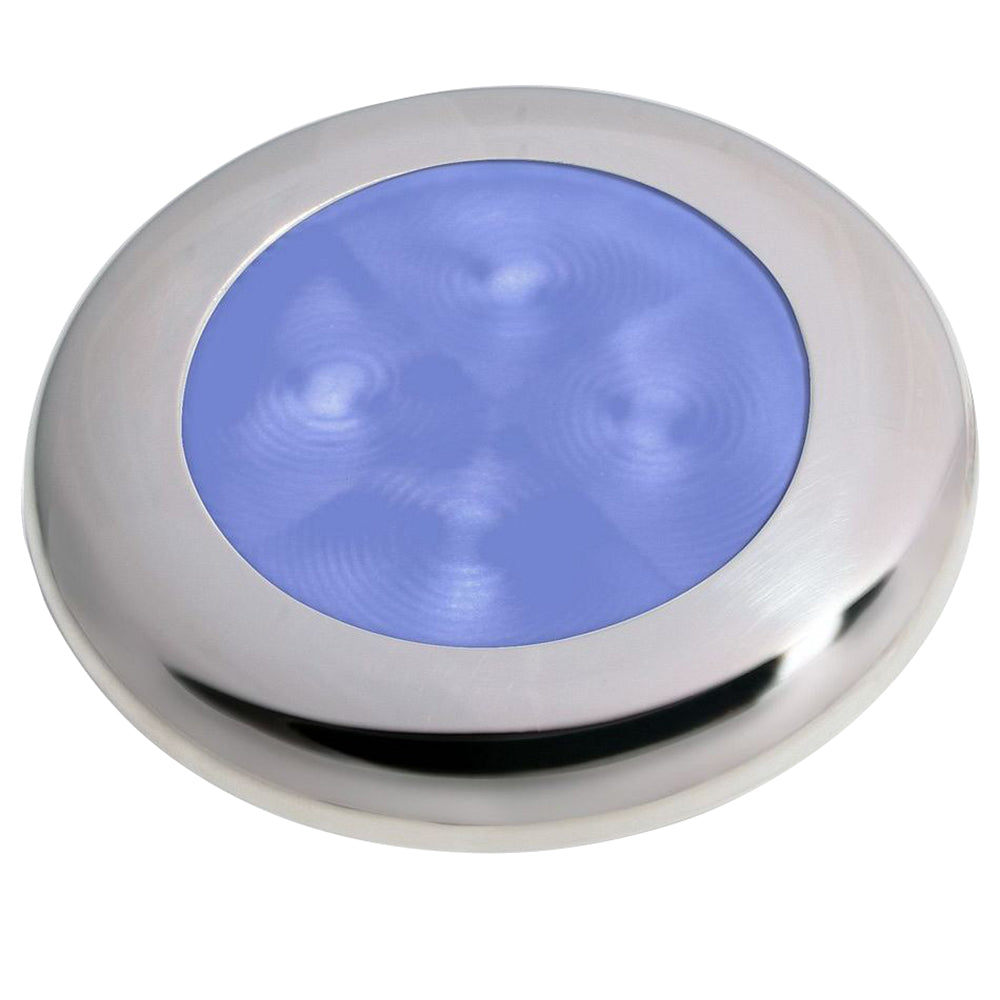 Hella Marine Polished Stainless Steel Rim LED Courtesy Lamp - Blue — marine interior / courtesy light