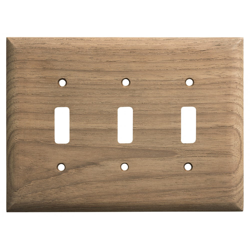 Whitecap Teak 3-Toggle Switch/Receptacle Cover Plate — marine teak