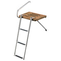 Whitecap Teak Swim Platform w/3-Step Telescoping Ladder f/Boats w/Outboard Motors — marine swim platforms