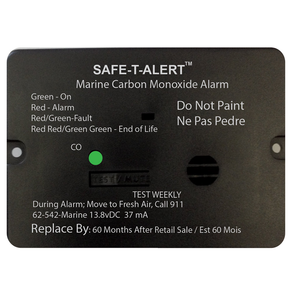 Safe-T-Alert 62 Series Carbon Monoxide Alarm w/Relay - 12V - 62-542-R-Marine - Flush Mount - Black — marine fume detectors
