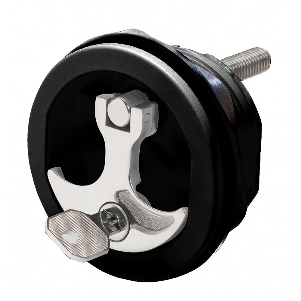 Whitecap Compression Handle CP Zamac/Black Nylon Locking Fresh Water Use Only — marine latches