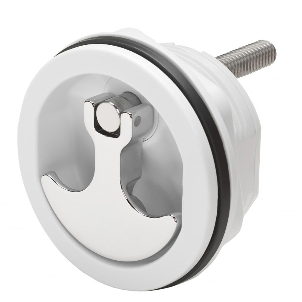Whitecap Compression Handle CP Zamac/White Nylon No Lock Fresh Water Use Only — marine latches