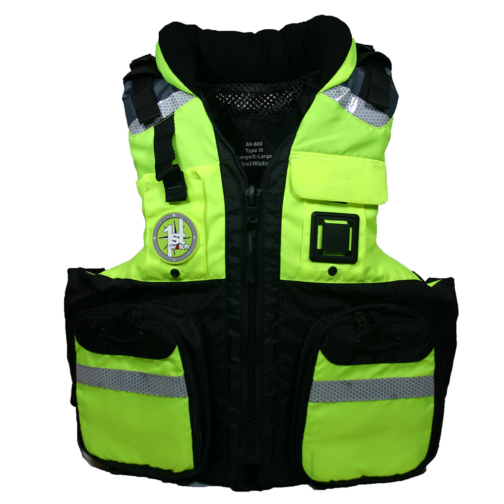 First Watch AV-800 Four Pocket Flotation Vest - Hi-Vis Yellow - XXL to3XL — marine personal flotation devices