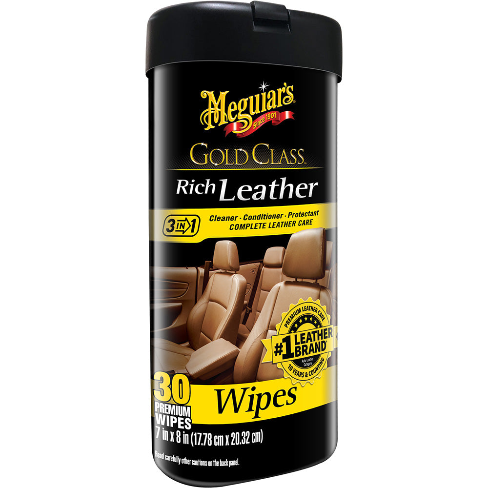 Meguiar's Gold Class™ Rich Leather Cleaner & Conditioner Wipes — marine cleaning